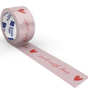 Pink Decorative Tape with Red Hearts